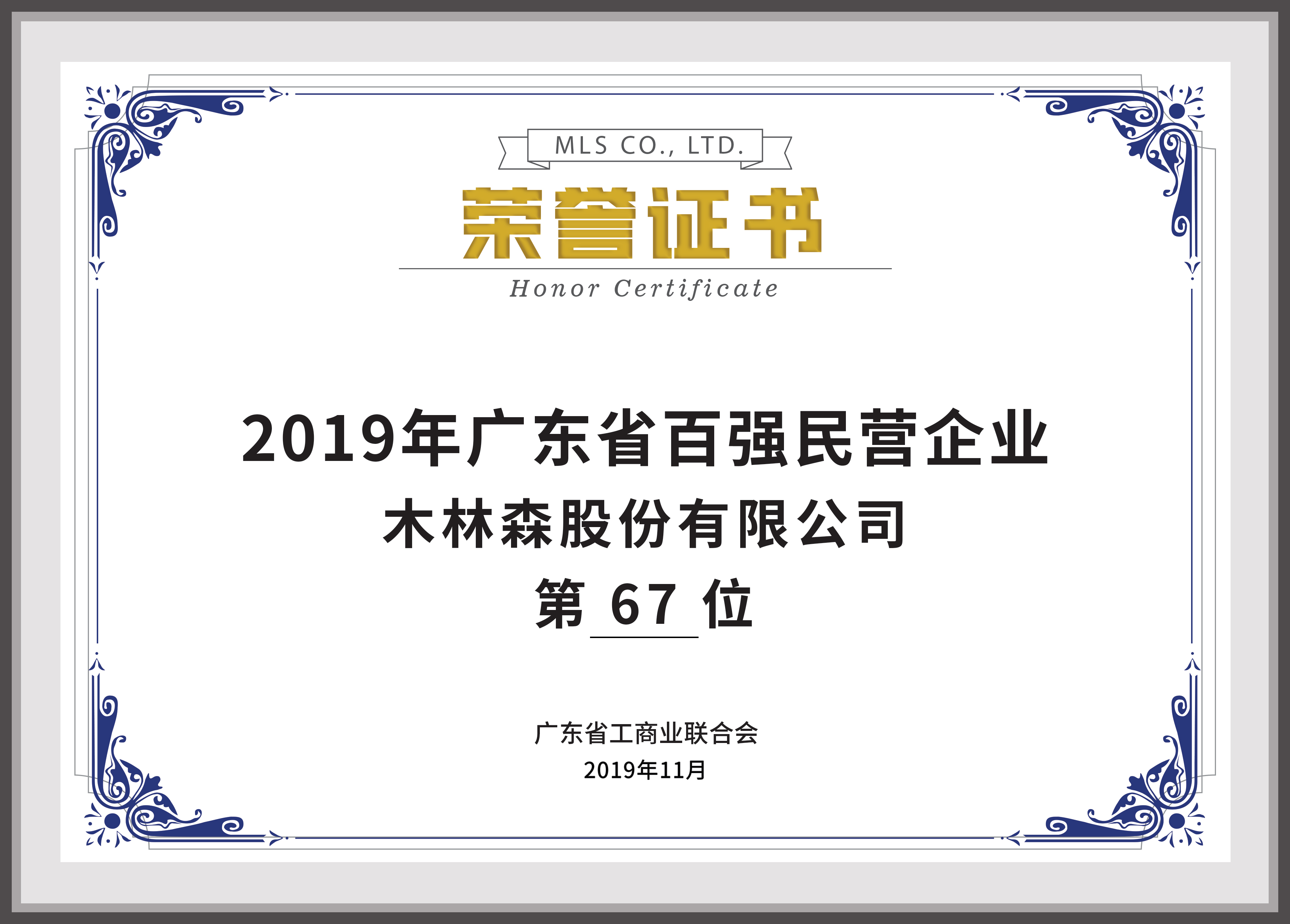 2019廣東省百強民營企業(yè)第67位